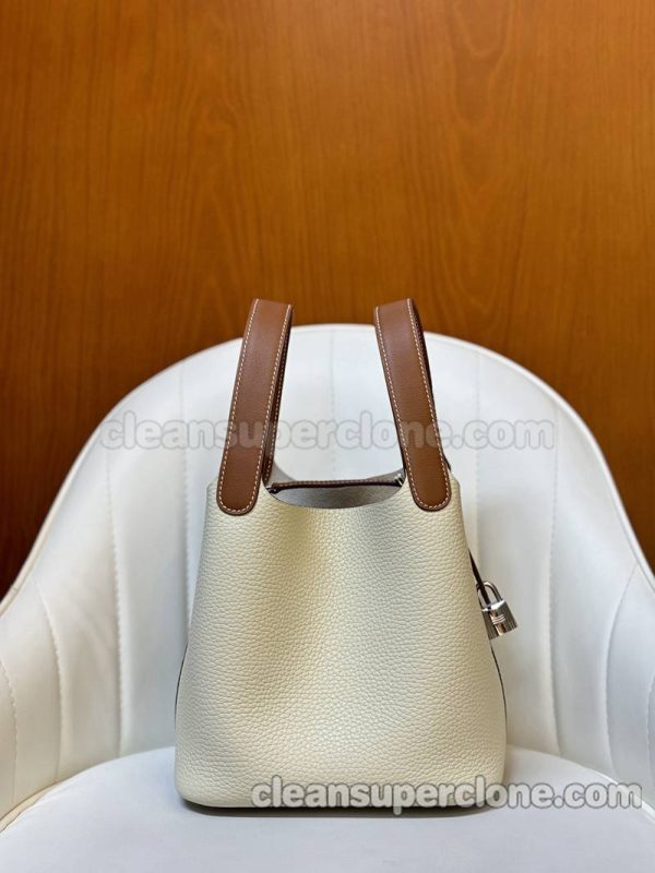 Handbag bag replica details and pricing White with Brown Hermes cowhide women 7