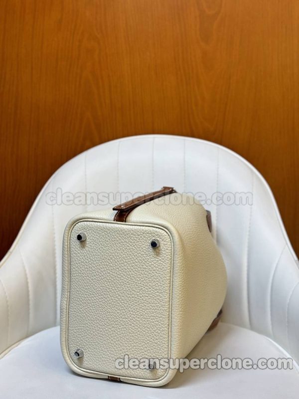 Handbag bag replica details and pricing White with Brown Hermes cowhide women 8