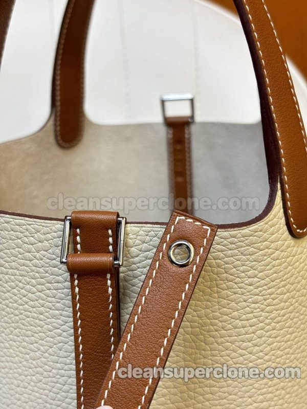 Handbag bag replica details and pricing White with Brown Hermes cowhide women 9