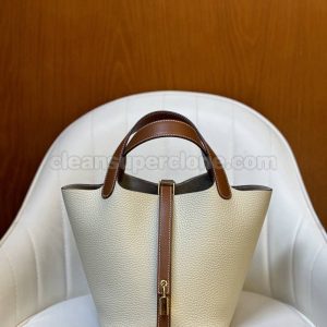 cowhide bag 1:1 Copy description and price White with Brown Hermes Handbag women