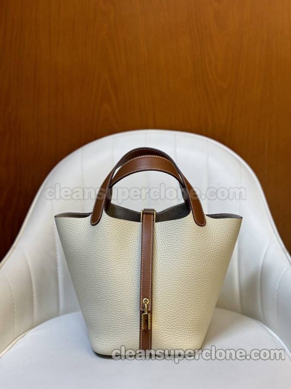 cowhide bag 1:1 Copy description and price White with Brown Hermes Handbag women