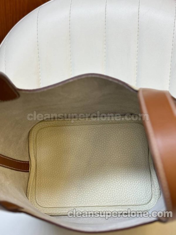 cowhide bag 1:1 Copy description and price White with Brown Hermes Handbag women 2