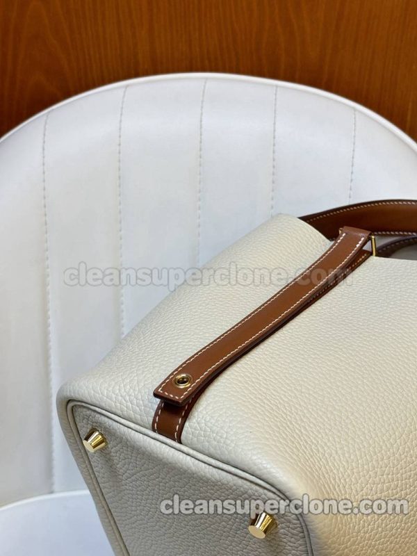 cowhide bag 1:1 Copy description and price White with Brown Hermes Handbag women 3