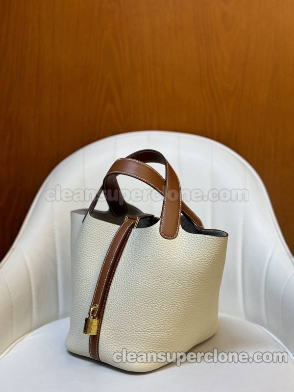 cowhide bag 1:1 Copy description and price White with Brown Hermes Handbag women 4