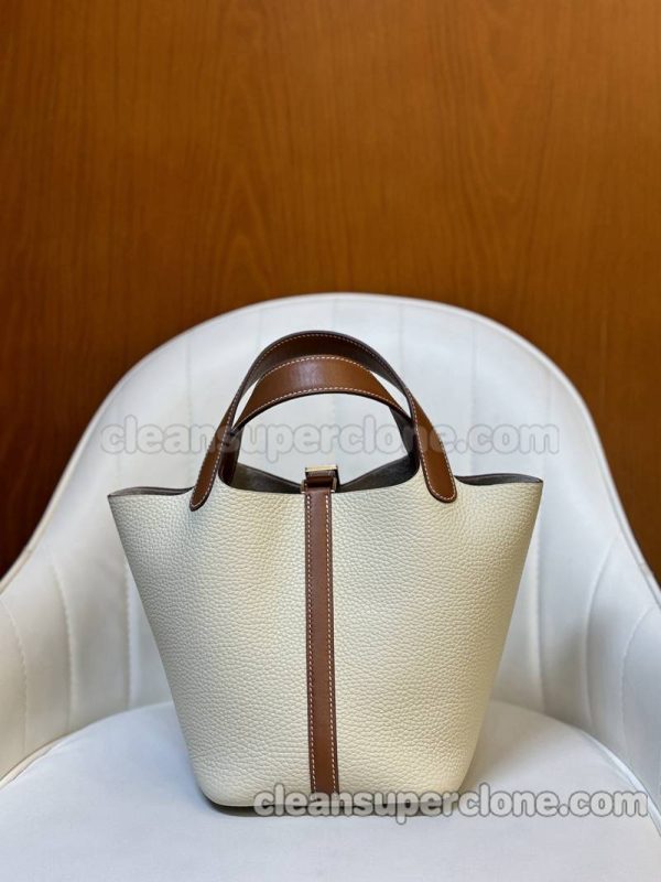 cowhide bag 1:1 Copy description and price White with Brown Hermes Handbag women 5