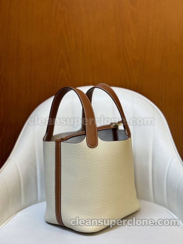 cowhide bag 1:1 Copy description and price White with Brown Hermes Handbag women 6