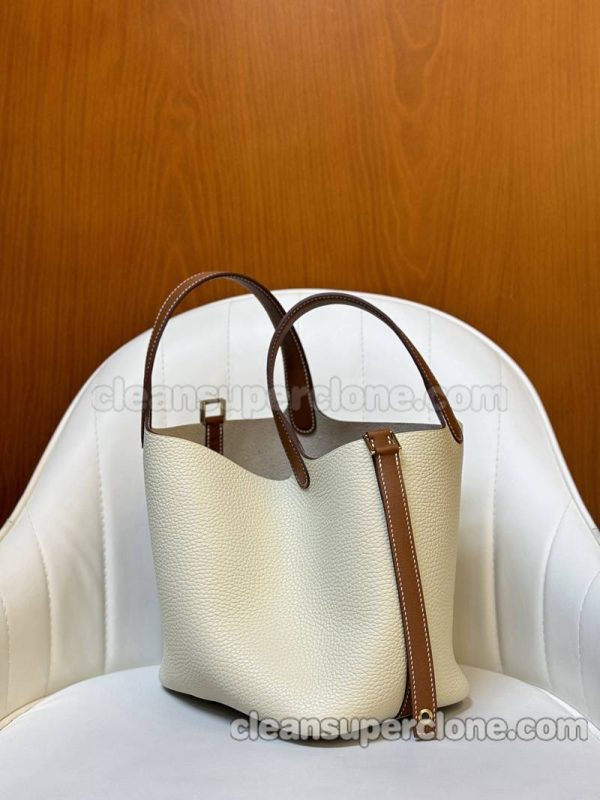 cowhide bag 1:1 Copy description and price White with Brown Hermes Handbag women 7