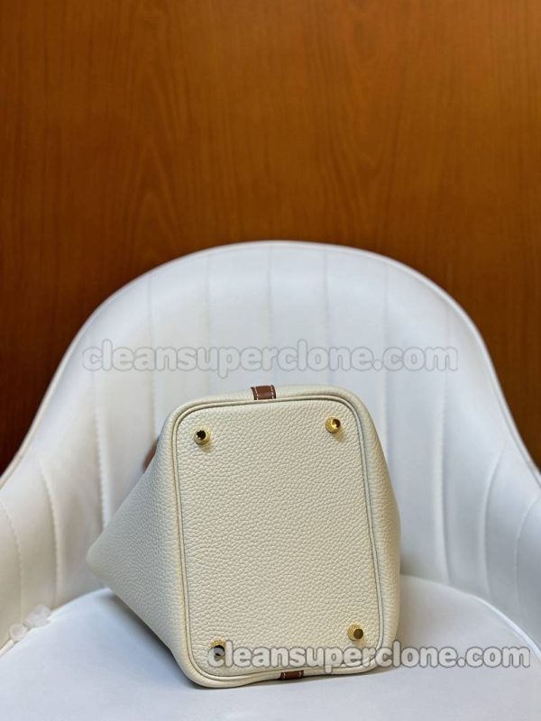 cowhide bag 1:1 Copy description and price White with Brown Hermes Handbag women 8