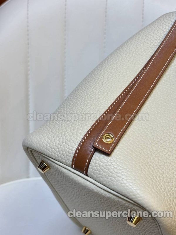 cowhide bag 1:1 Copy description and price White with Brown Hermes Handbag women 9