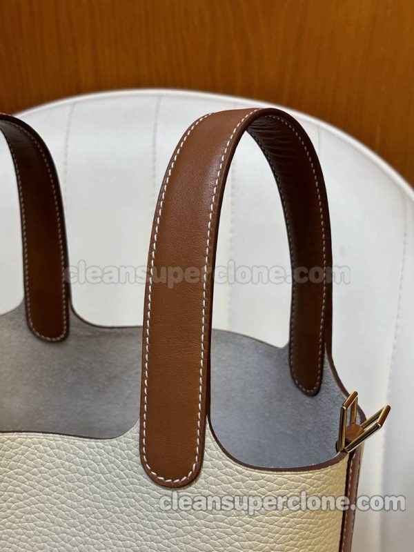 cowhide bag 1:1 Copy description and price White with Brown Hermes Handbag women 11