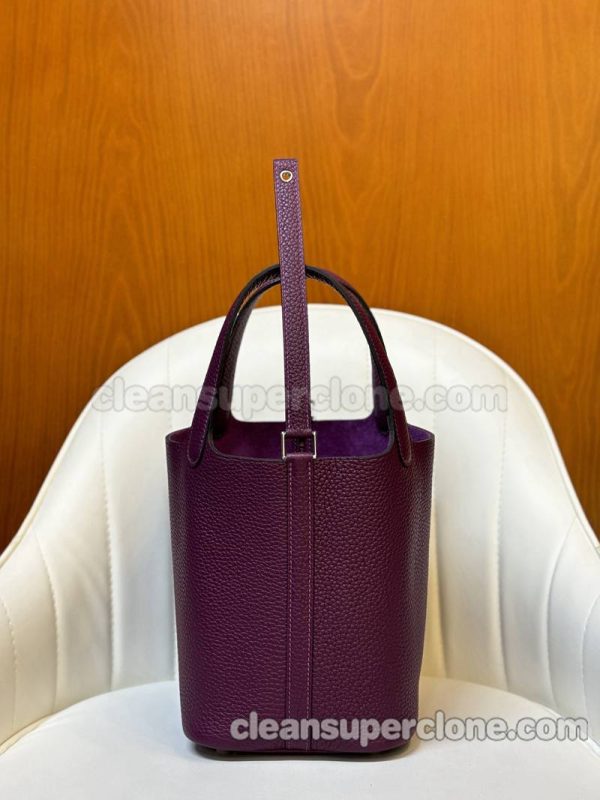 cowhide bag 1:1 Copy description and price Anemone purple Hermes Handbag women