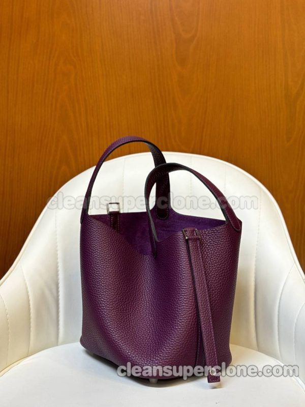 cowhide bag 1:1 Copy description and price Anemone purple Hermes Handbag women 3