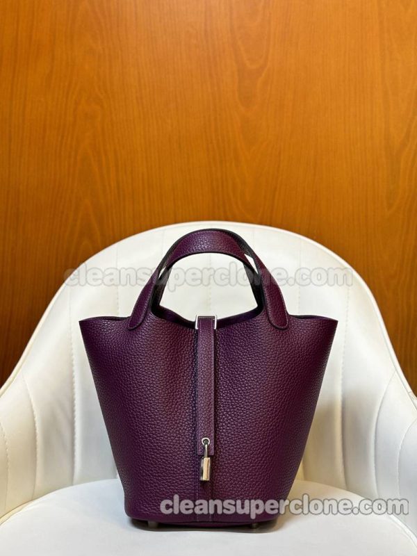 cowhide bag 1:1 Copy description and price Anemone purple Hermes Handbag women 4