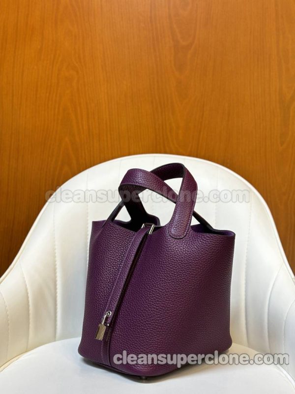 cowhide bag 1:1 Copy description and price Anemone purple Hermes Handbag women 5