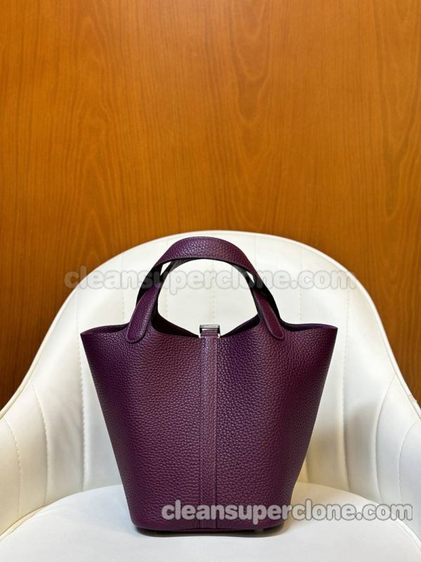 cowhide bag 1:1 Copy description and price Anemone purple Hermes Handbag women 6