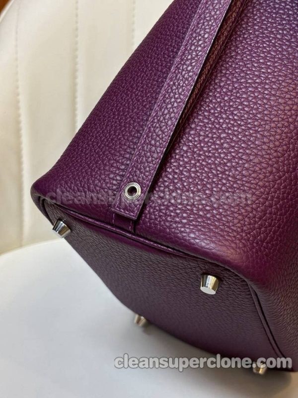 cowhide bag 1:1 Copy description and price Anemone purple Hermes Handbag women 7