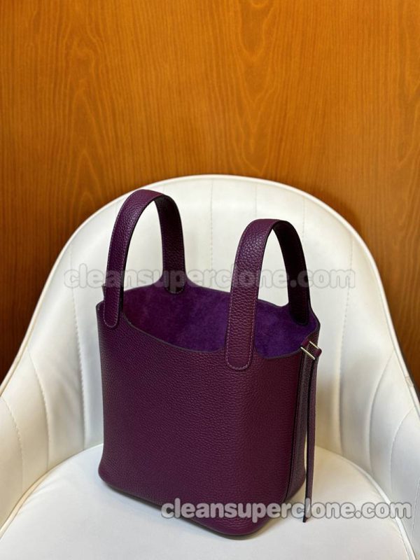 cowhide bag 1:1 Copy description and price Anemone purple Hermes Handbag women 9