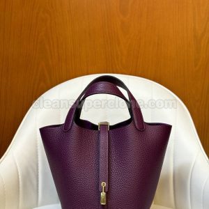 Hermes bag Super Clone picture and price Anemone purple Handbag cowhide women 7