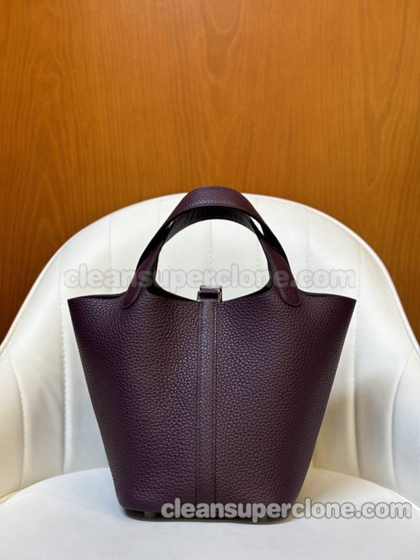 Handbag bag replica details and pricing Black currant purple Hermes cowhide women 3