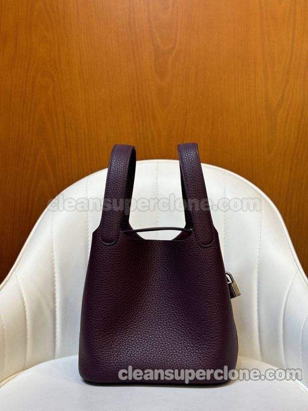 Handbag bag replica details and pricing Black currant purple Hermes cowhide women 5