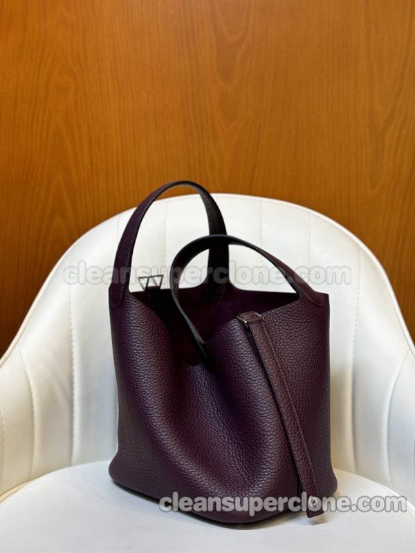 Handbag bag replica details and pricing Black currant purple Hermes cowhide women 7