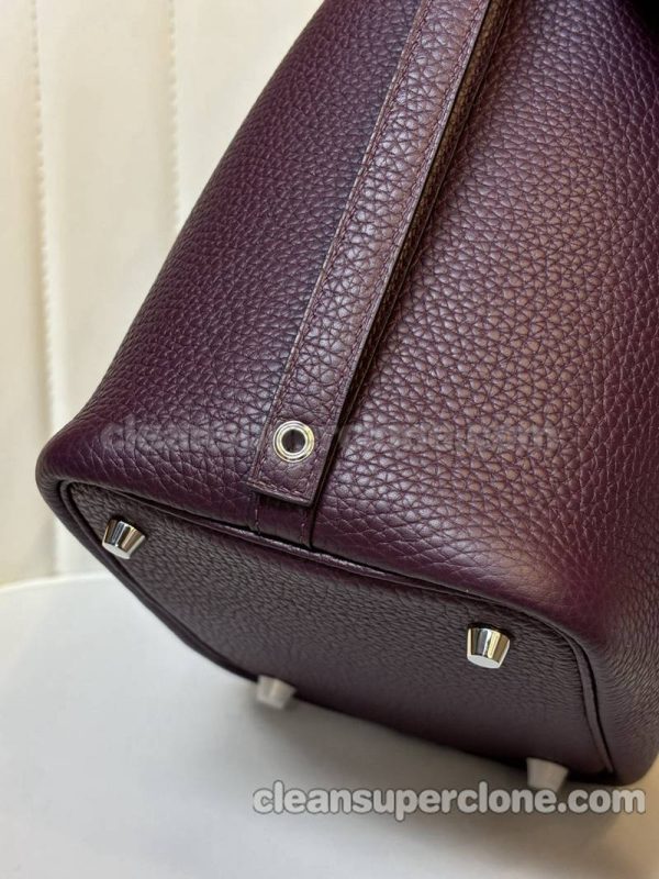 Handbag bag replica details and pricing Black currant purple Hermes cowhide women 8