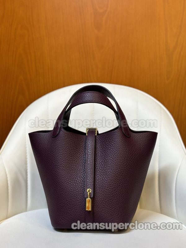 cowhide bag 1:1 Copy description and price Black currant purple Hermes Handbag women 2