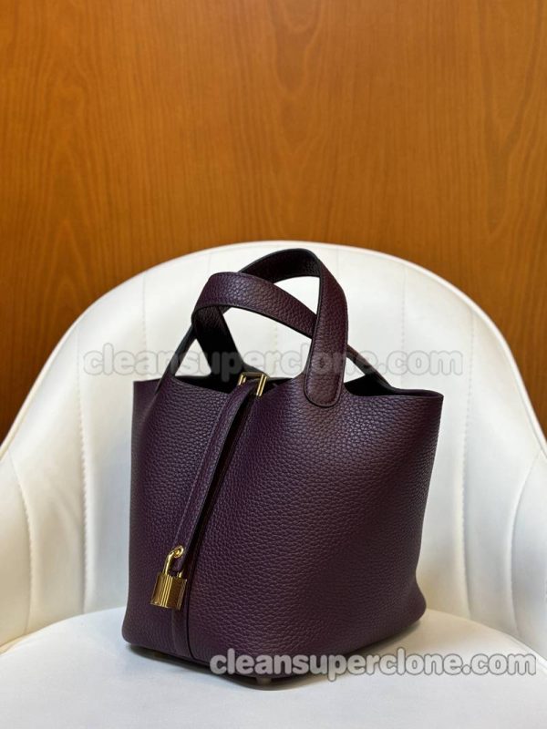 cowhide bag 1:1 Copy description and price Black currant purple Hermes Handbag women 3