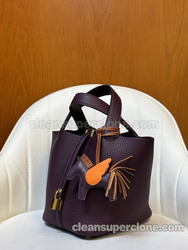 cowhide bag 1:1 Copy description and price Black currant purple Hermes Handbag women 4