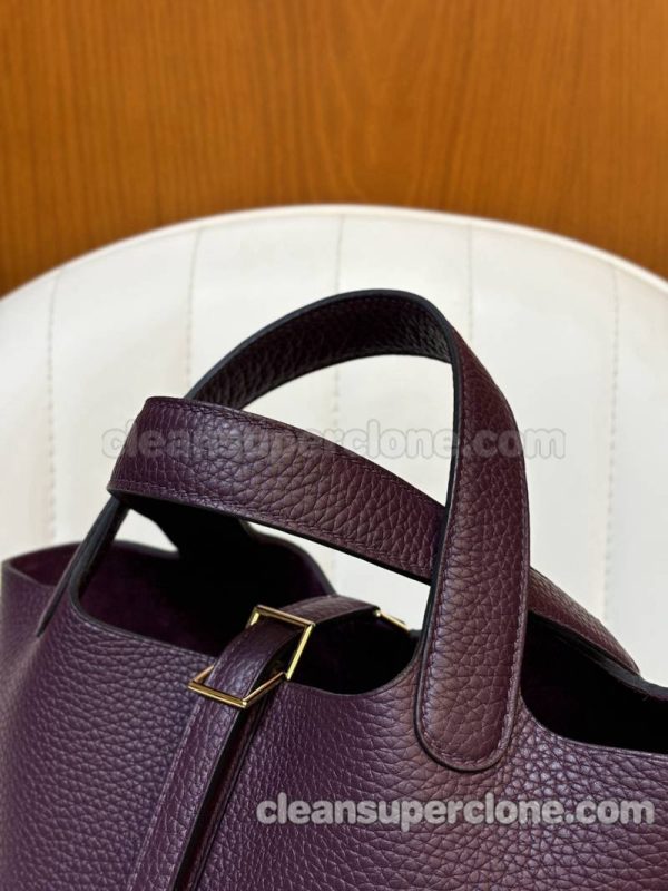 cowhide bag 1:1 Copy description and price Black currant purple Hermes Handbag women 5