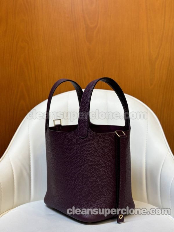 cowhide bag 1:1 Copy description and price Black currant purple Hermes Handbag women 6