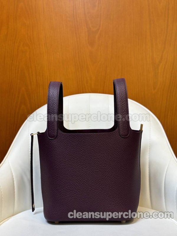 cowhide bag 1:1 Copy description and price Black currant purple Hermes Handbag women 7