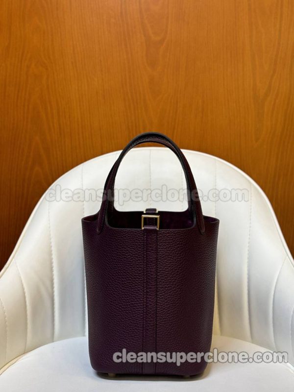 cowhide bag 1:1 Copy description and price Black currant purple Hermes Handbag women 8