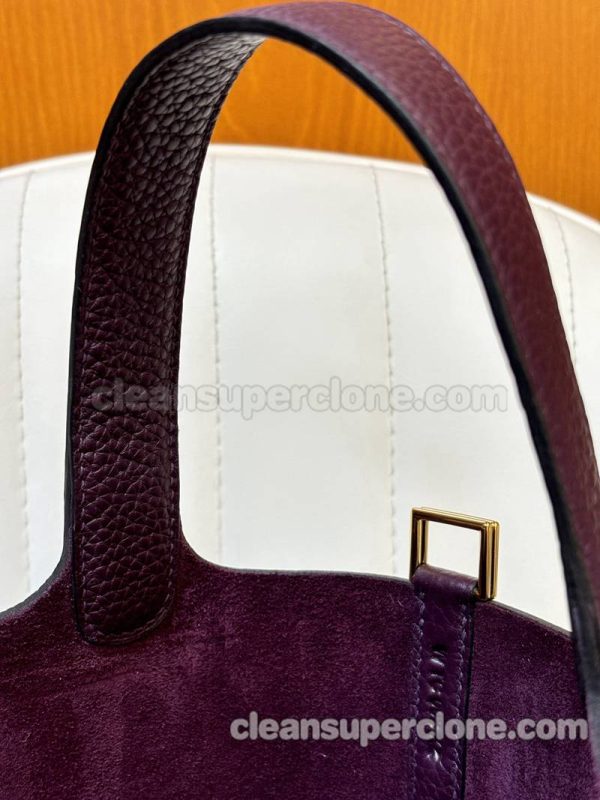 cowhide bag 1:1 Copy description and price Black currant purple Hermes Handbag women 9