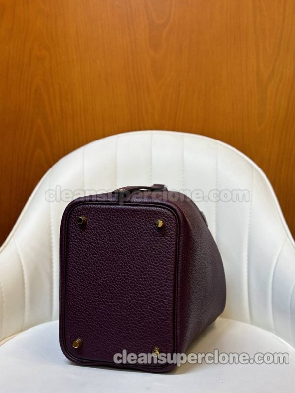 cowhide bag 1:1 Copy description and price Black currant purple Hermes Handbag women 10