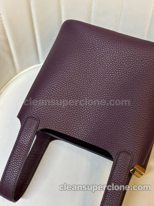 cowhide bag 1:1 Copy description and price Black currant purple Hermes Handbag women 11