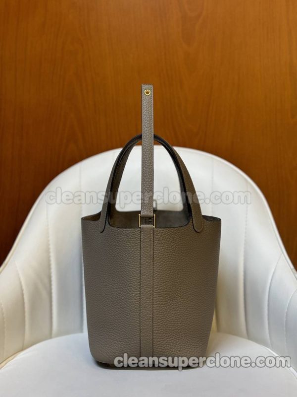 Hermes bag Super Clone picture and price Asphalt grey Handbag cowhide women 4