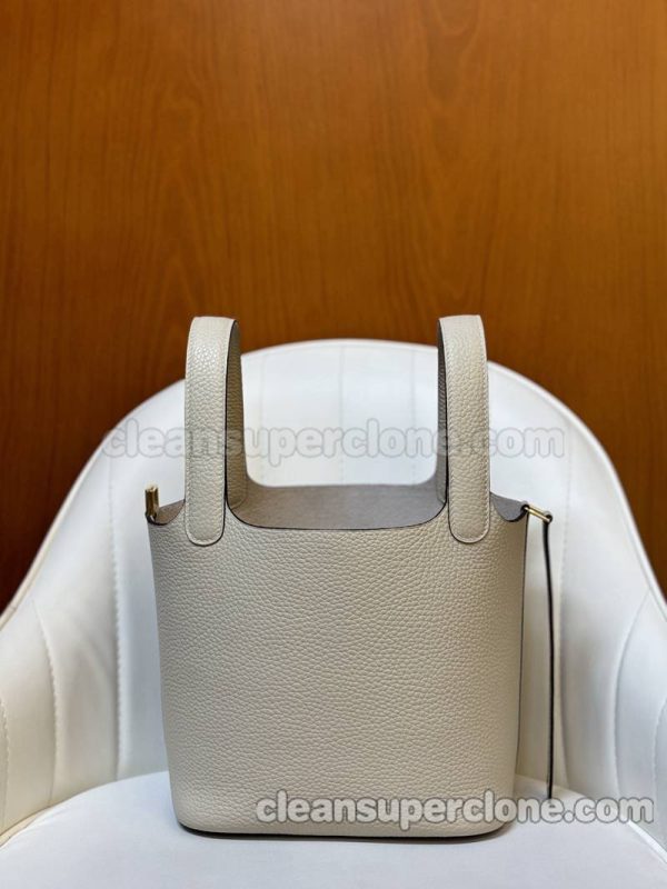 cowhide bag 1:1 Copy description and price Glacier white Hermes Handbag women