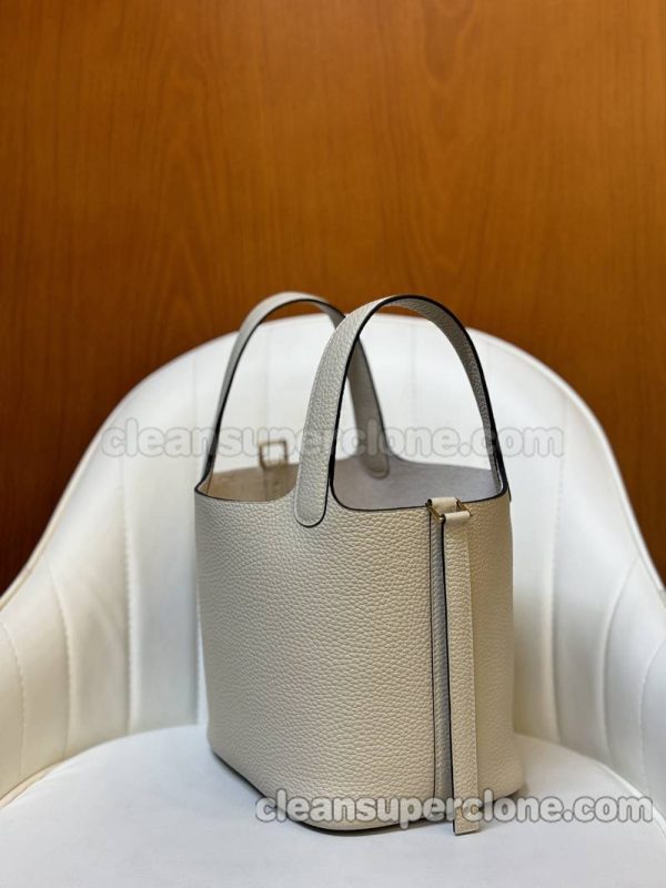 cowhide bag 1:1 Copy description and price Glacier white Hermes Handbag women 2