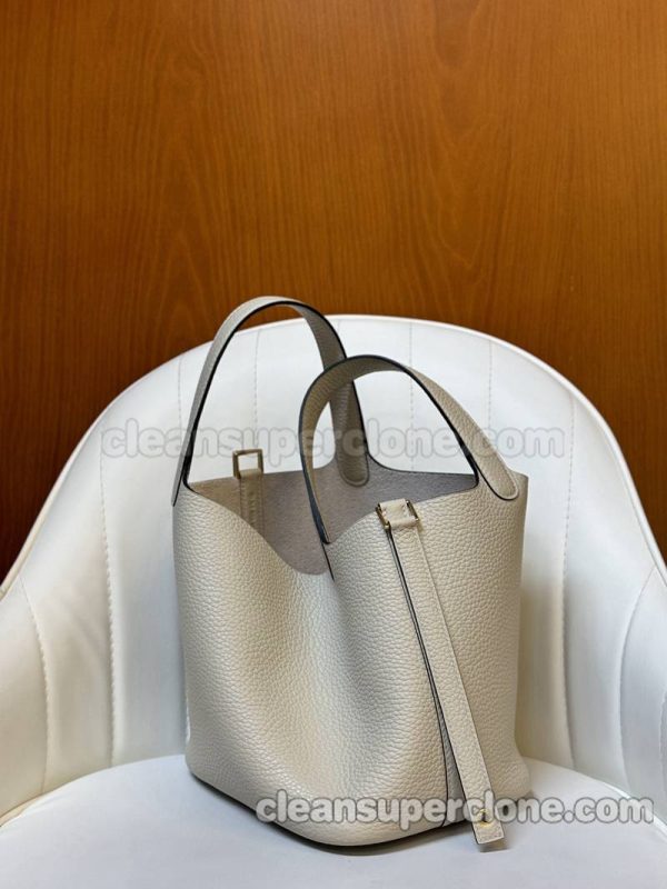 cowhide bag 1:1 Copy description and price Glacier white Hermes Handbag women 4