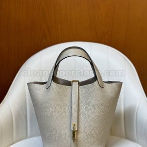 cowhide bag 1:1 Copy description and price Glacier white Hermes Handbag women 7