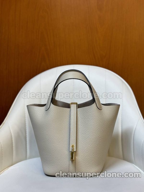 cowhide bag 1:1 Copy description and price Glacier white Hermes Handbag women 7