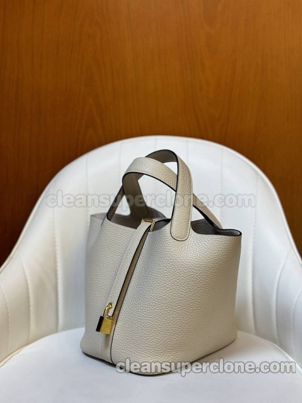 cowhide bag 1:1 Copy description and price Glacier white Hermes Handbag women 8