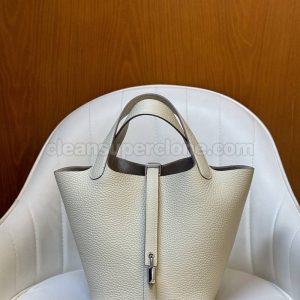 cowhide bag 1:1 Copy description and price Milkshake white Hermes Handbag women