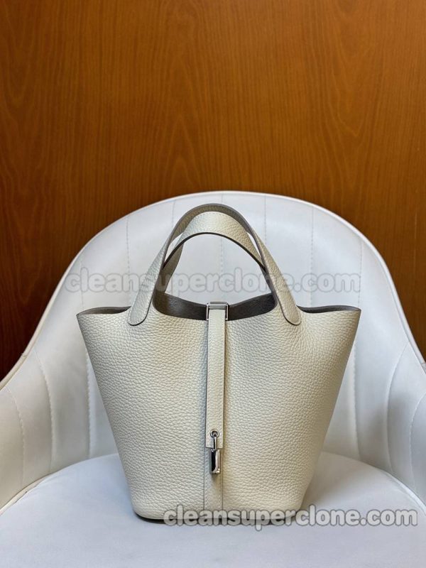 cowhide bag 1:1 Copy description and price Milkshake white Hermes Handbag women