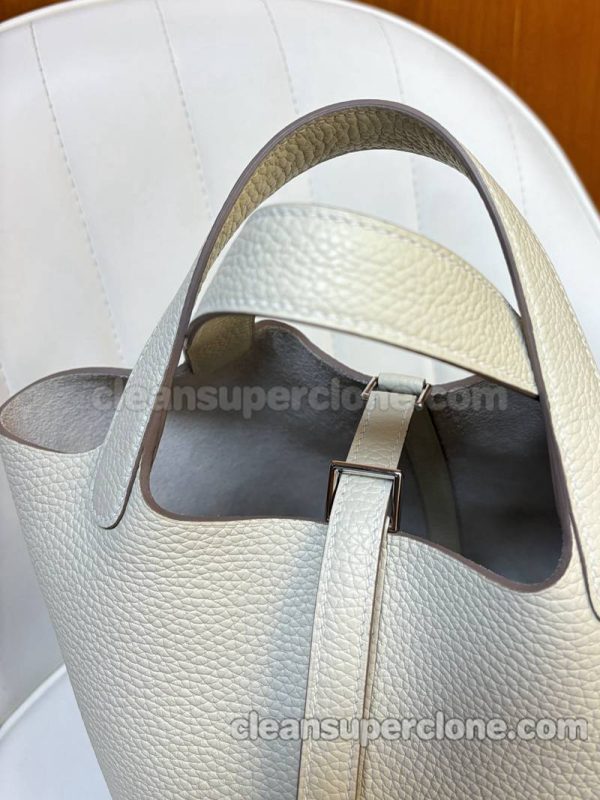 cowhide bag 1:1 Copy description and price Milkshake white Hermes Handbag women 3