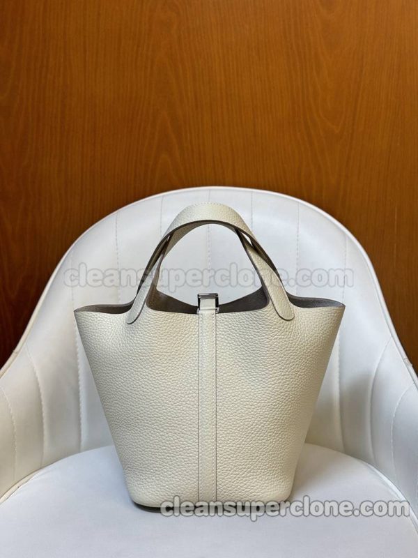 cowhide bag 1:1 Copy description and price Milkshake white Hermes Handbag women 4