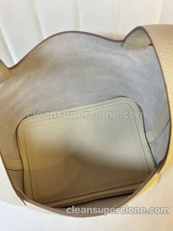 cowhide bag 1:1 Copy description and price Milkshake white Hermes Handbag women 5