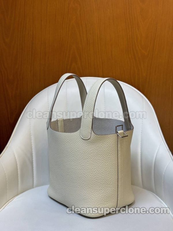 cowhide bag 1:1 Copy description and price Milkshake white Hermes Handbag women 6