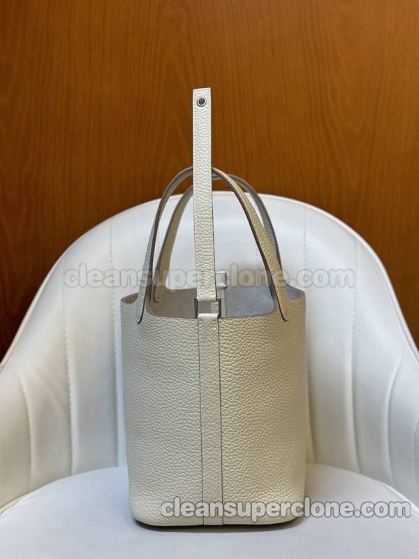 cowhide bag 1:1 Copy description and price Milkshake white Hermes Handbag women 7